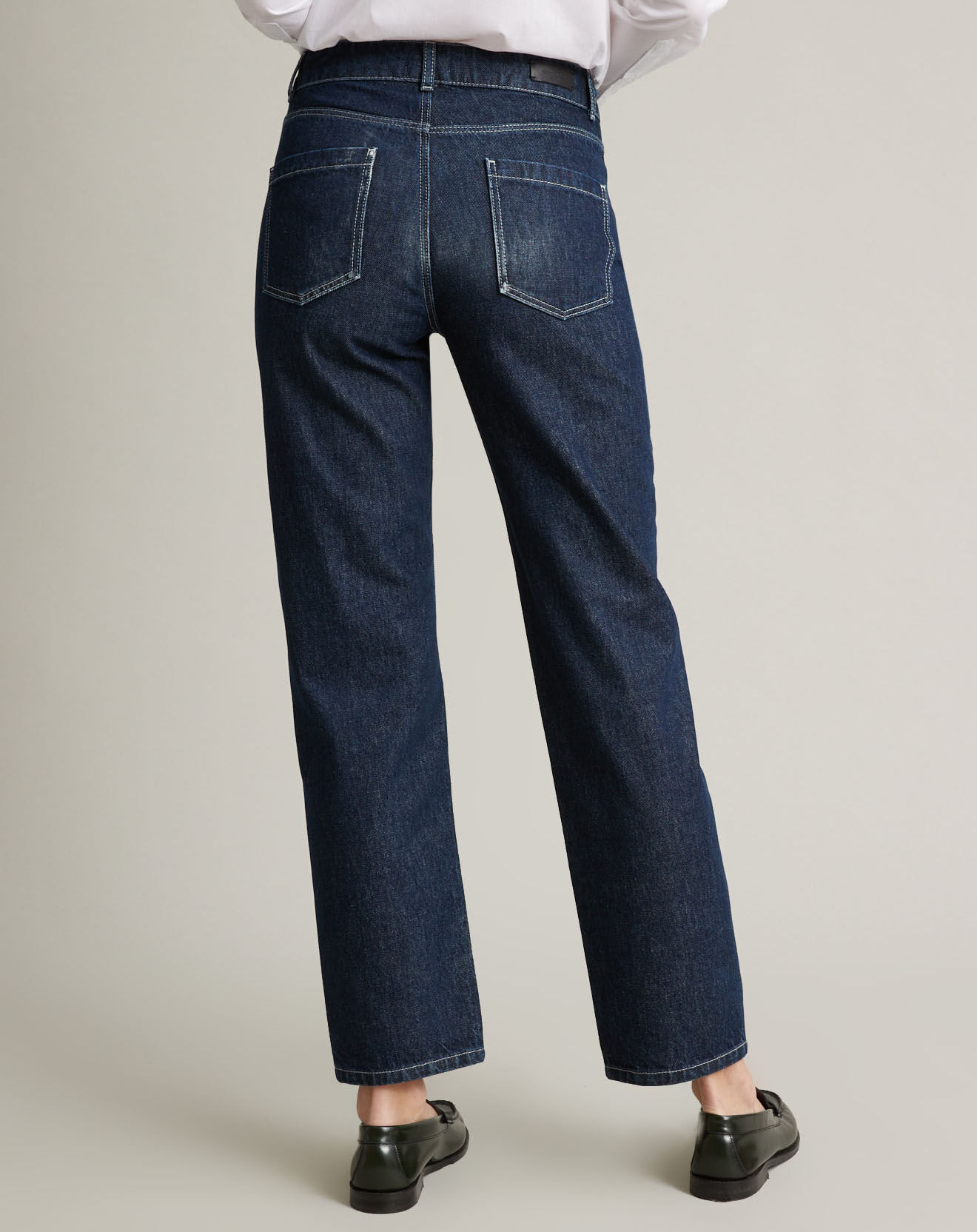 Cyrillus Jean cigarette 100% Coton Bio délavé bleu moyen