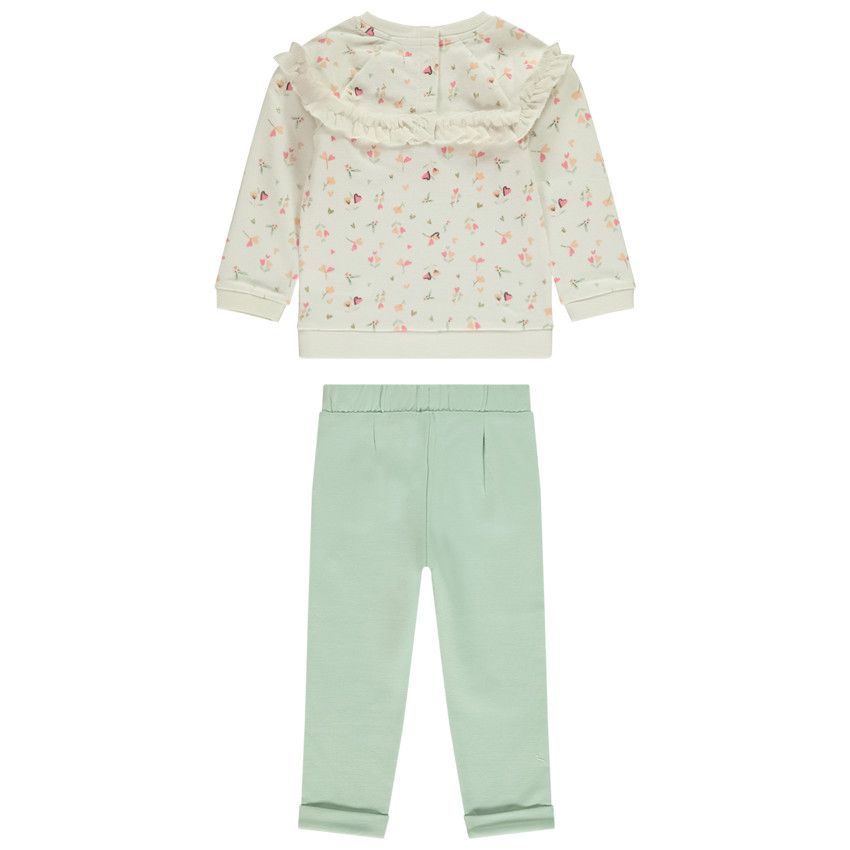 Ensemble jogging imprimé floral pour bébé fille - Ecru