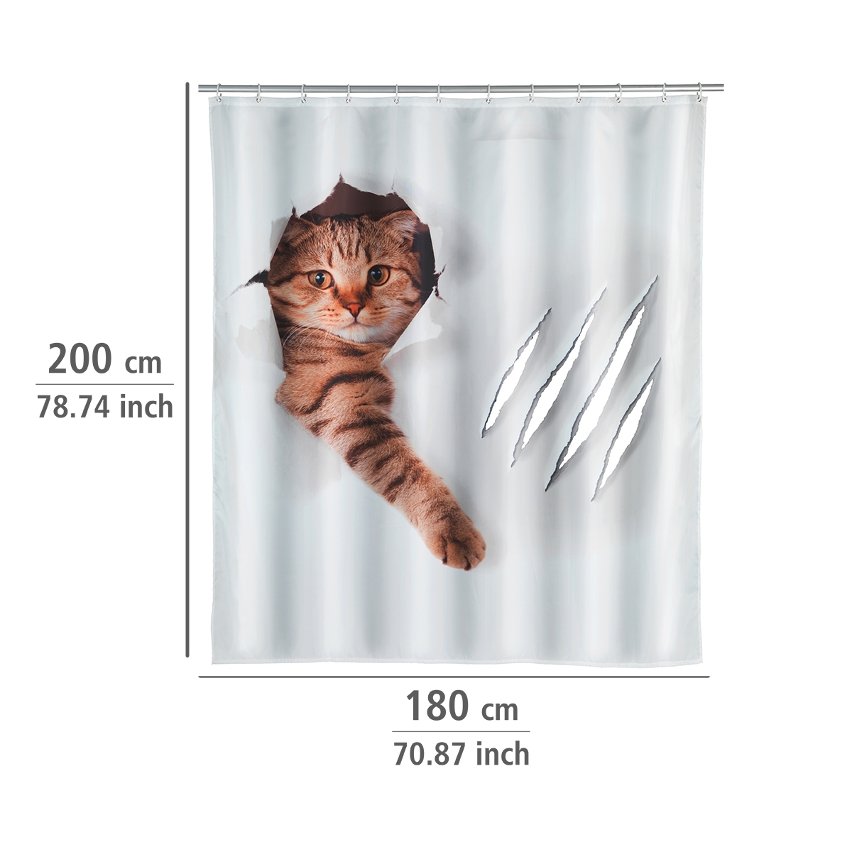 Wenko douchegordijn 180x200cm Cat inclusief ringen
