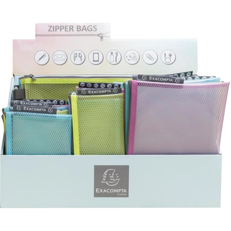Présentoir de Pochette à fermeture éclaire en plastique souple Pop'N Co - Couleurs assorties