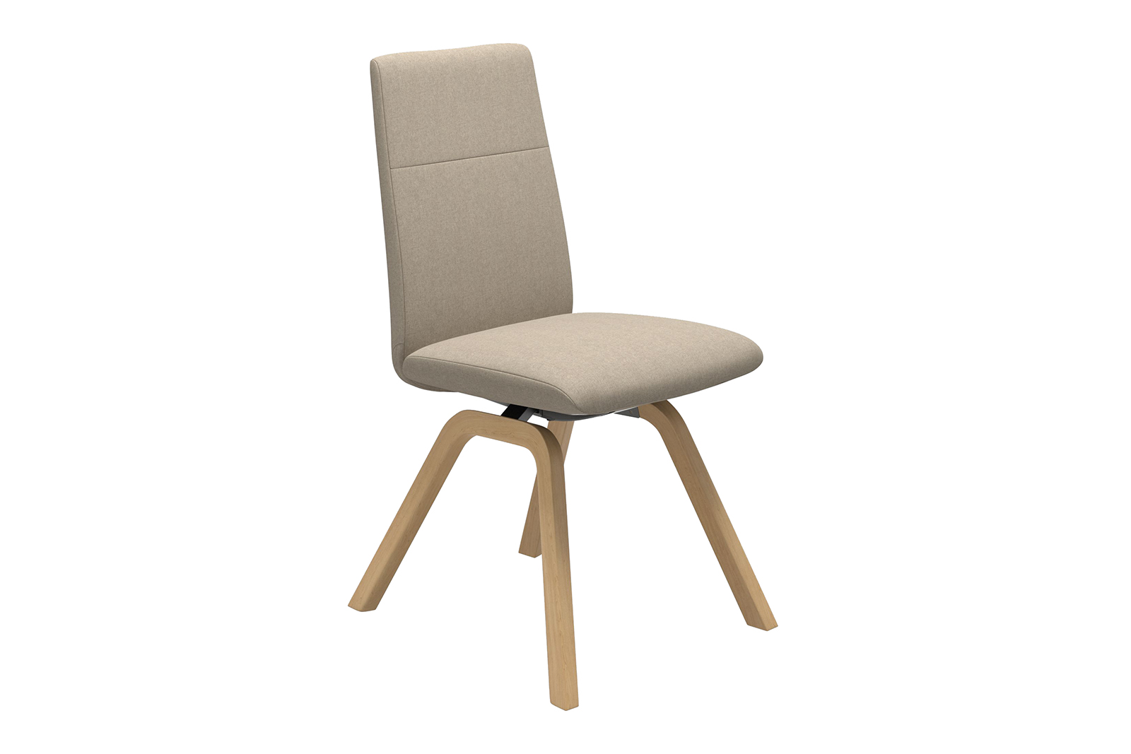 Chilli spisestol Tekstil Calido Light Beige. Lav rygg med natur D200 understell