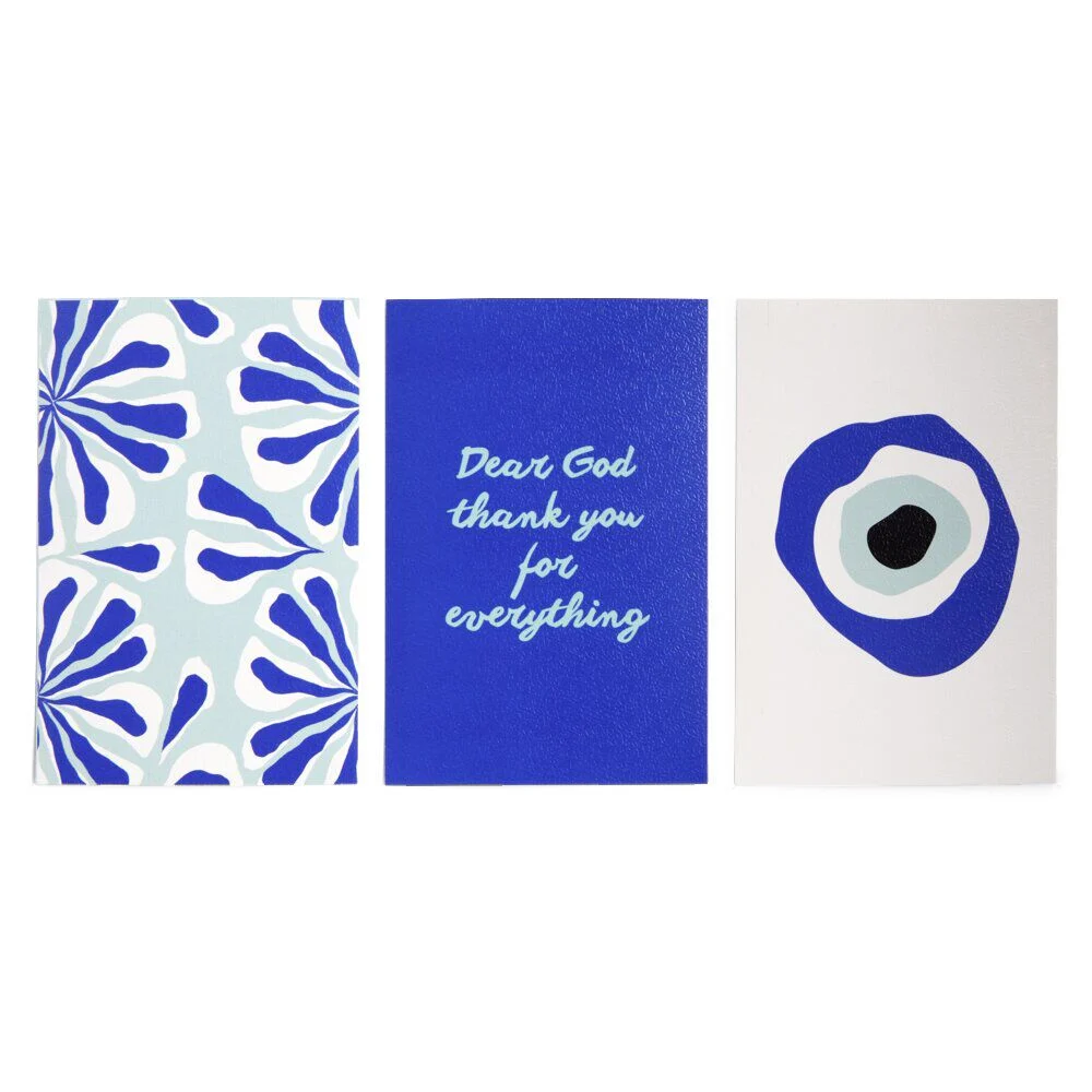 Lot de 3 affiches papier bleu et blanc 10x15cm