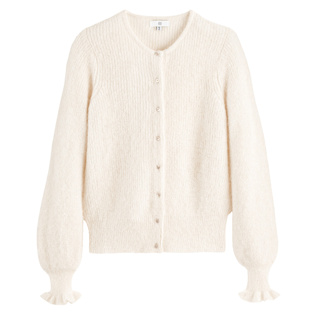 COLEÇÕES LA REDOUTE<br>Cardigã de malha em alpaca mista, com babados nos punhos