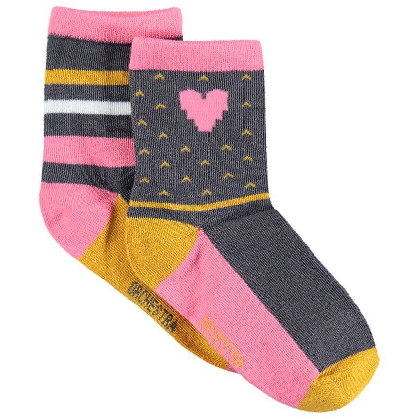 Lot de 2 paires de chaussettes en jacquard - Gris foncé