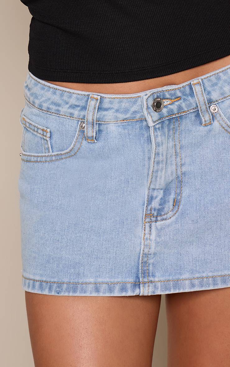 Bleu Clair Jupe Micro Mini En Denim Taille Basse