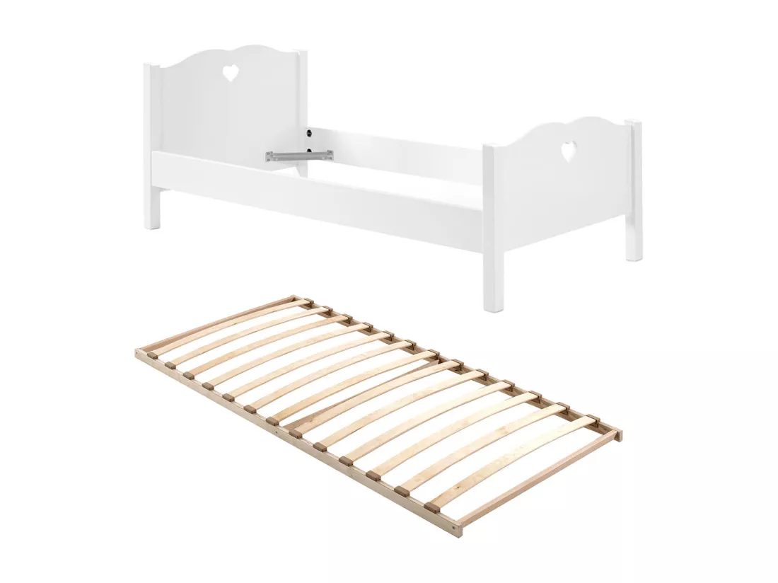 MILADY - Lit 90x200cm avec Sommier + Chevet + Armoire 2P + Pack Bureau