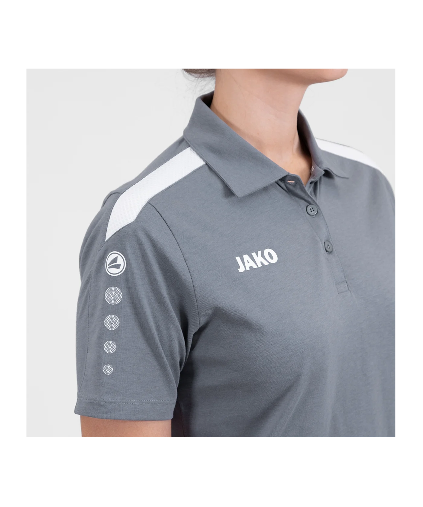 JAKO Power Poloshirt Damen Grau Weiss F840