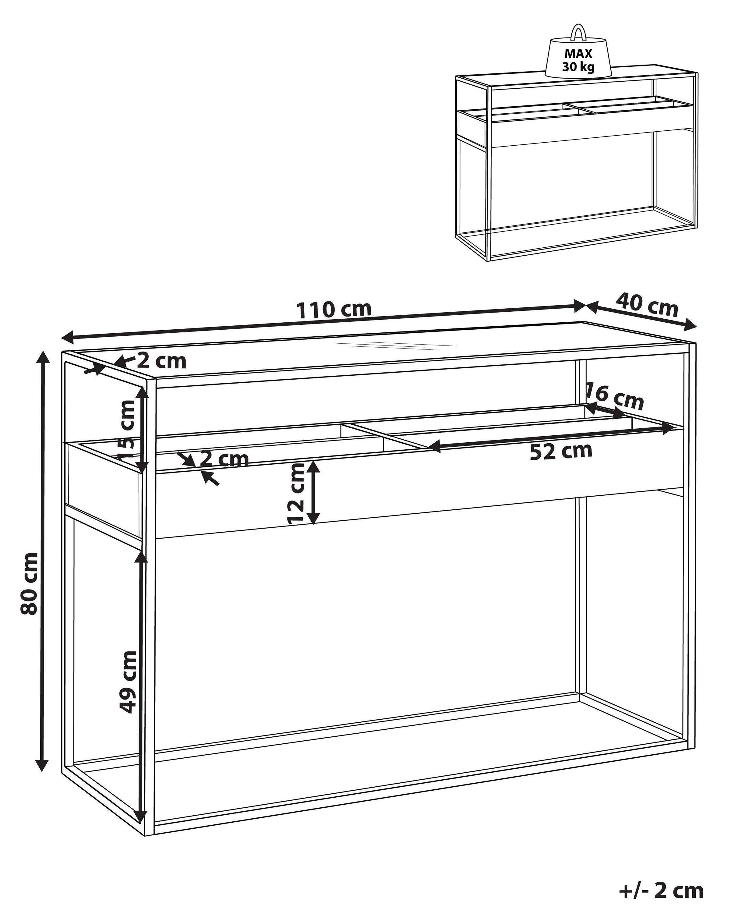 Sidetable WACO Veiligheidsglas Zwart