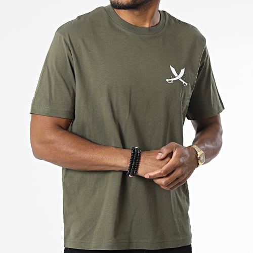 Tee Shirt Oversize Nation Vert Kaki Blanc