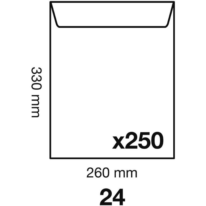 Boite de 250 Pochettes Kraft Milleraies Brun 24-260x330 mm - Auto-Adhésives - 90g/m2 - Brun