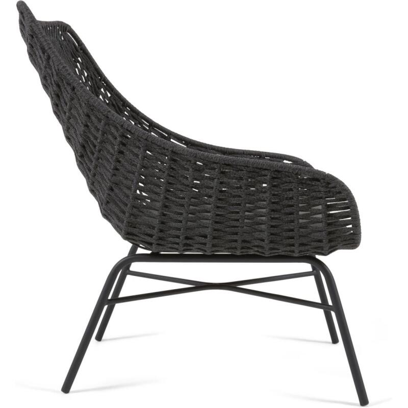 Fauteuil Abeli - corde - pied acier noir