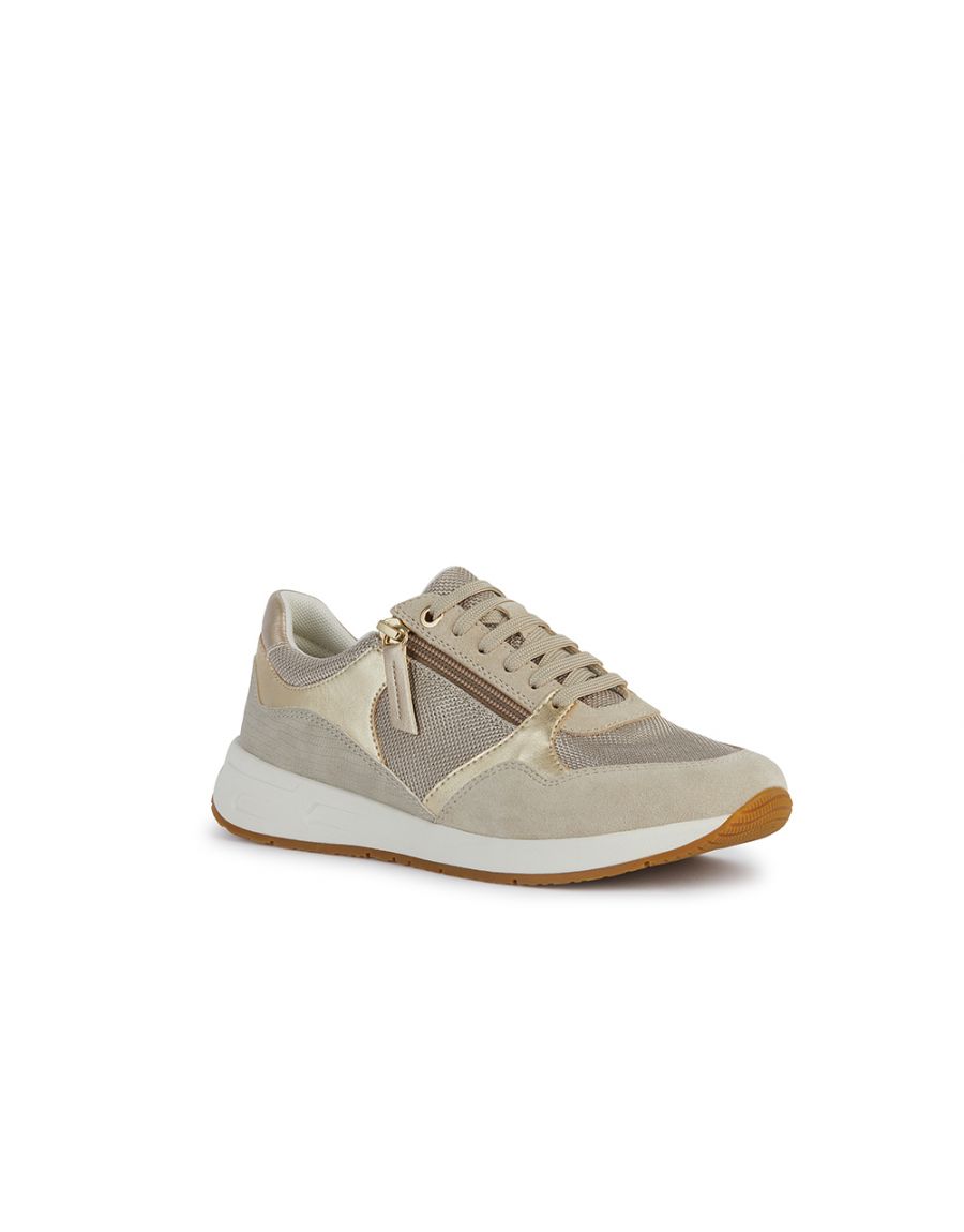 Baskets cuir sable or