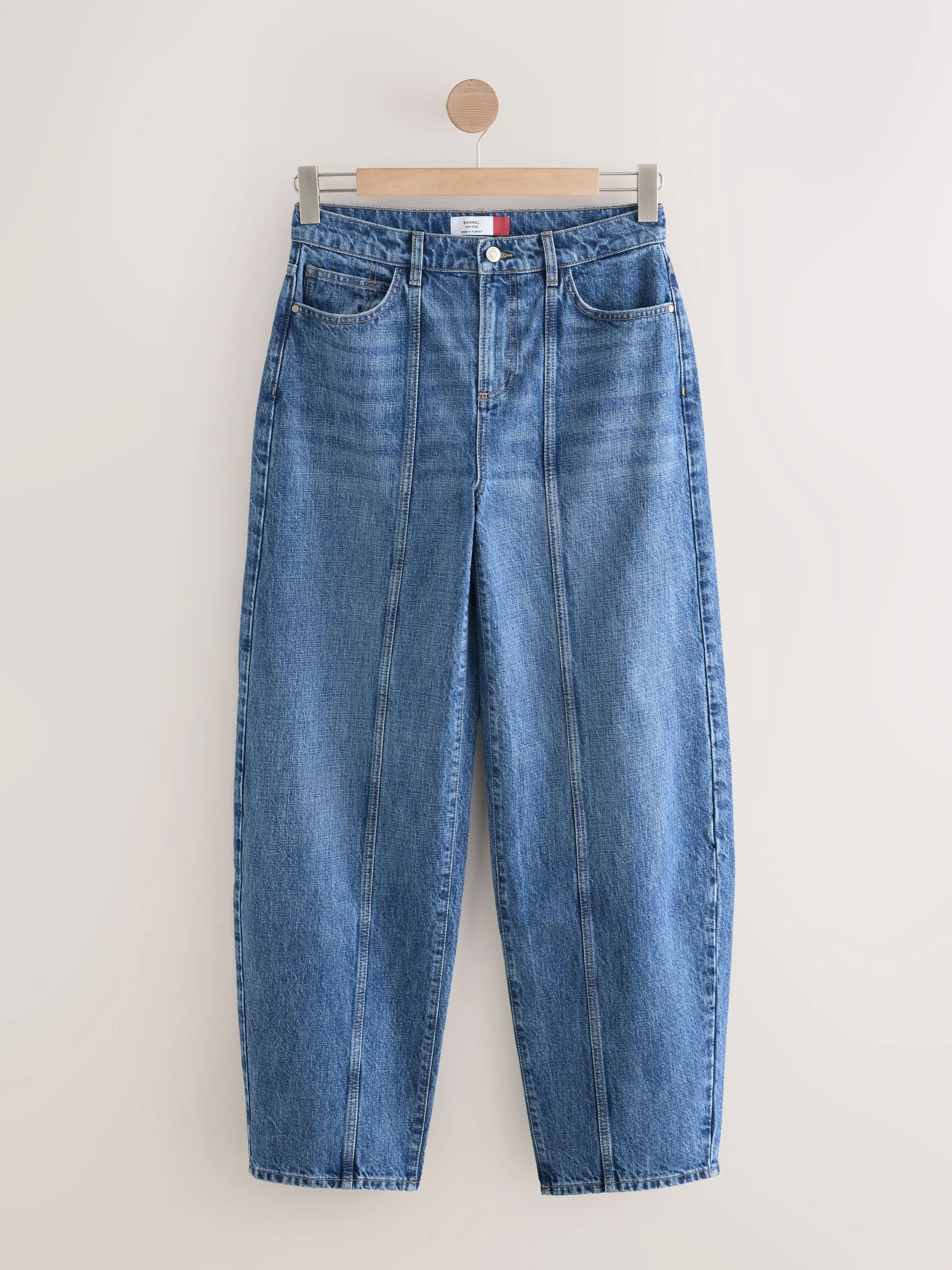 Middenblauw denim - Seam Front Barrel Leg Jeans