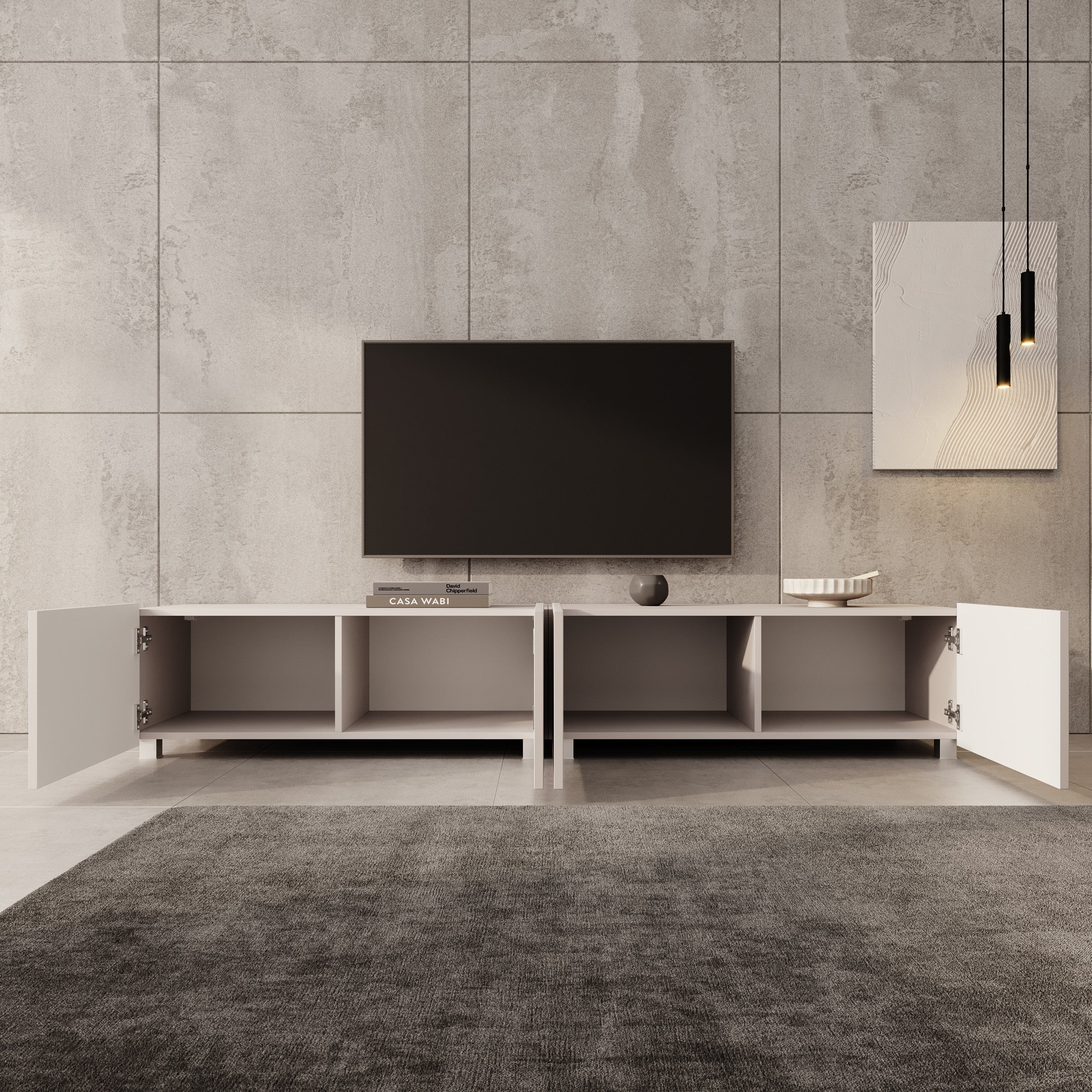 Meubella - TV-Meubel Kenderes - Beige - 200 cm