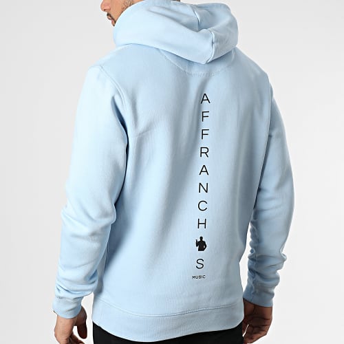 Sweat Capuche Vertical Back Bleu Ciel Noir