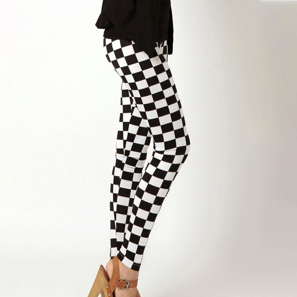 Gemusterte Damen Leggings Elastische Stretch Hosen (OneSize) - Karo Muster