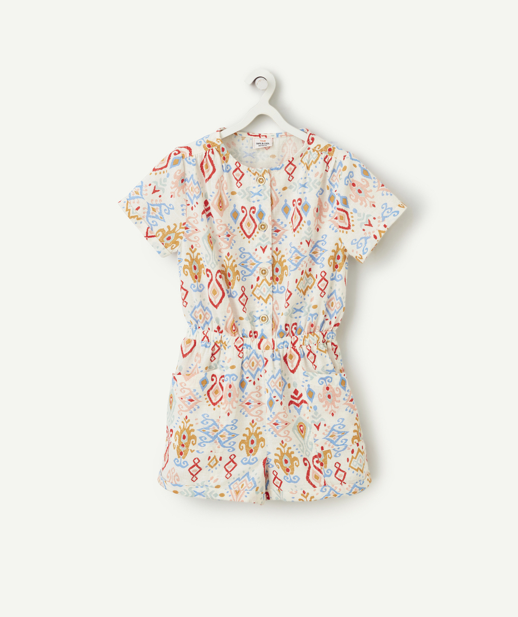 combishort fille écrue avec imprimé formes colorés