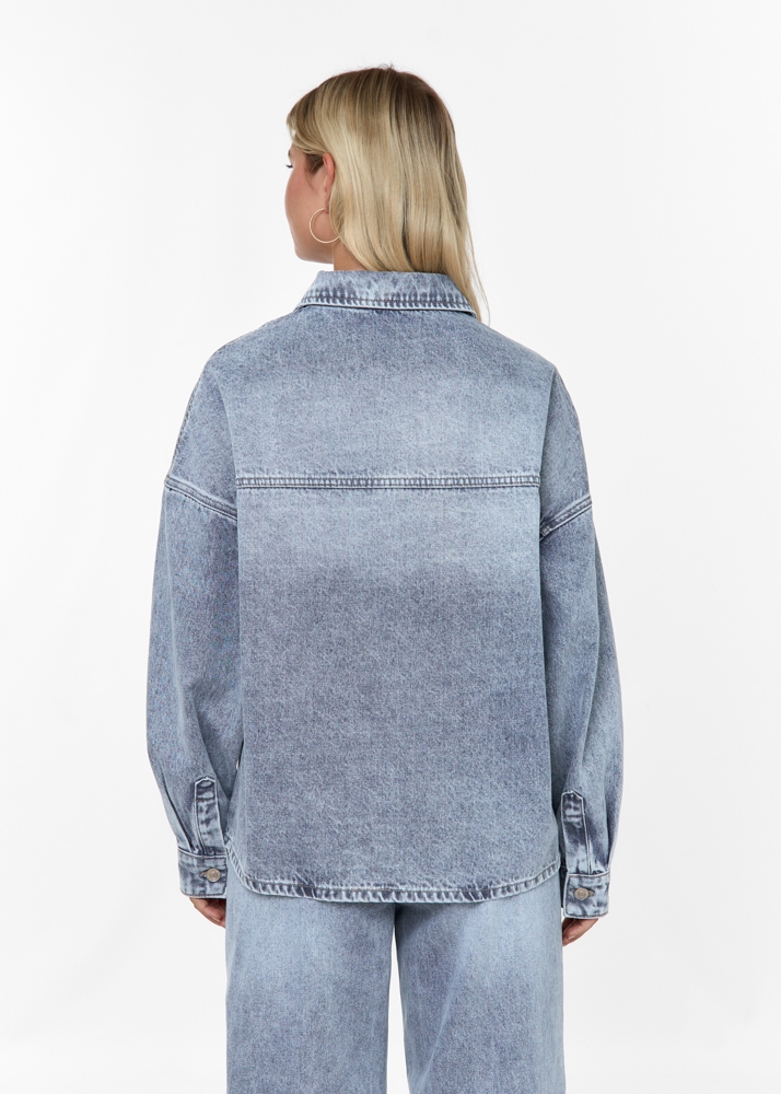 Boyfriend denim blouse sea blauw