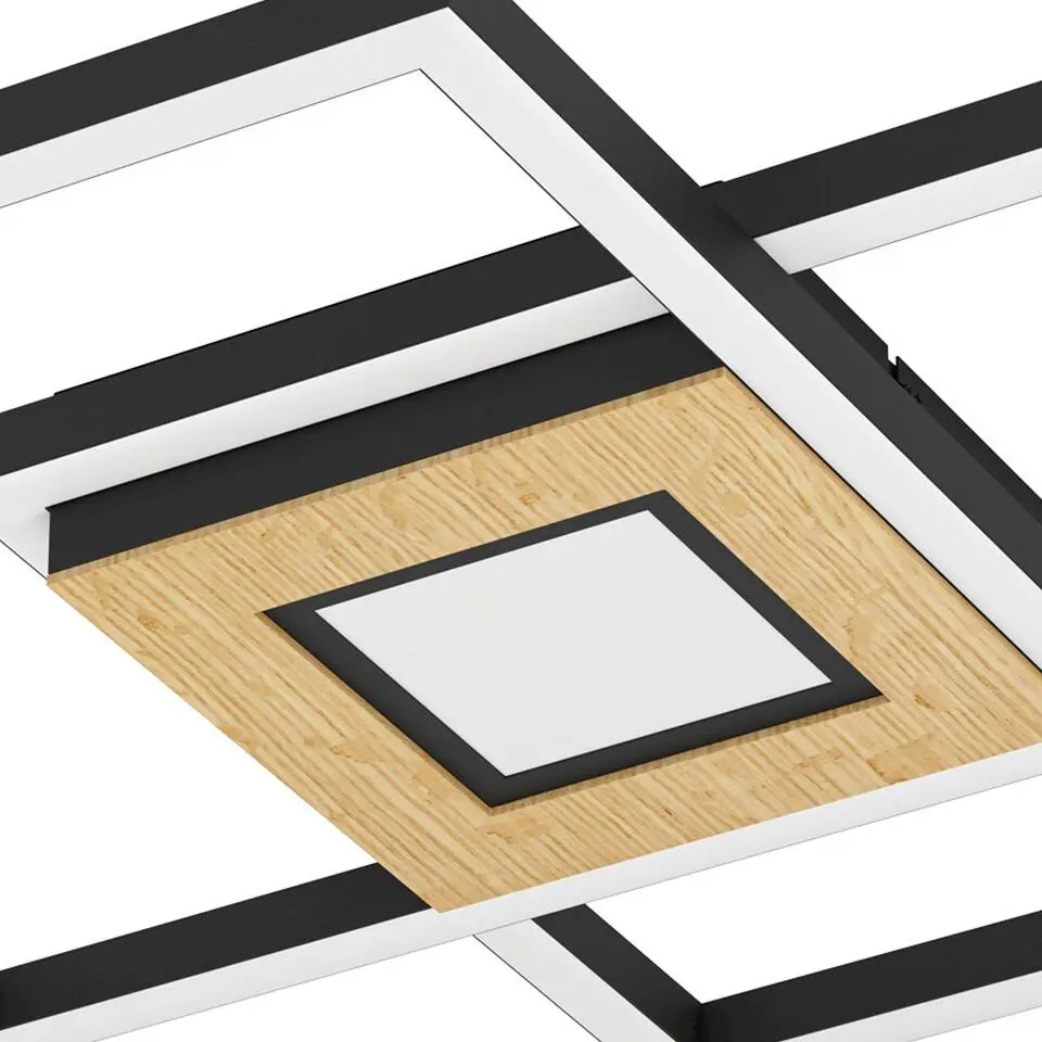 EGLO Marinello Plafondlamp - LED - 48,5 cm - Zwart/Bruin/Wit