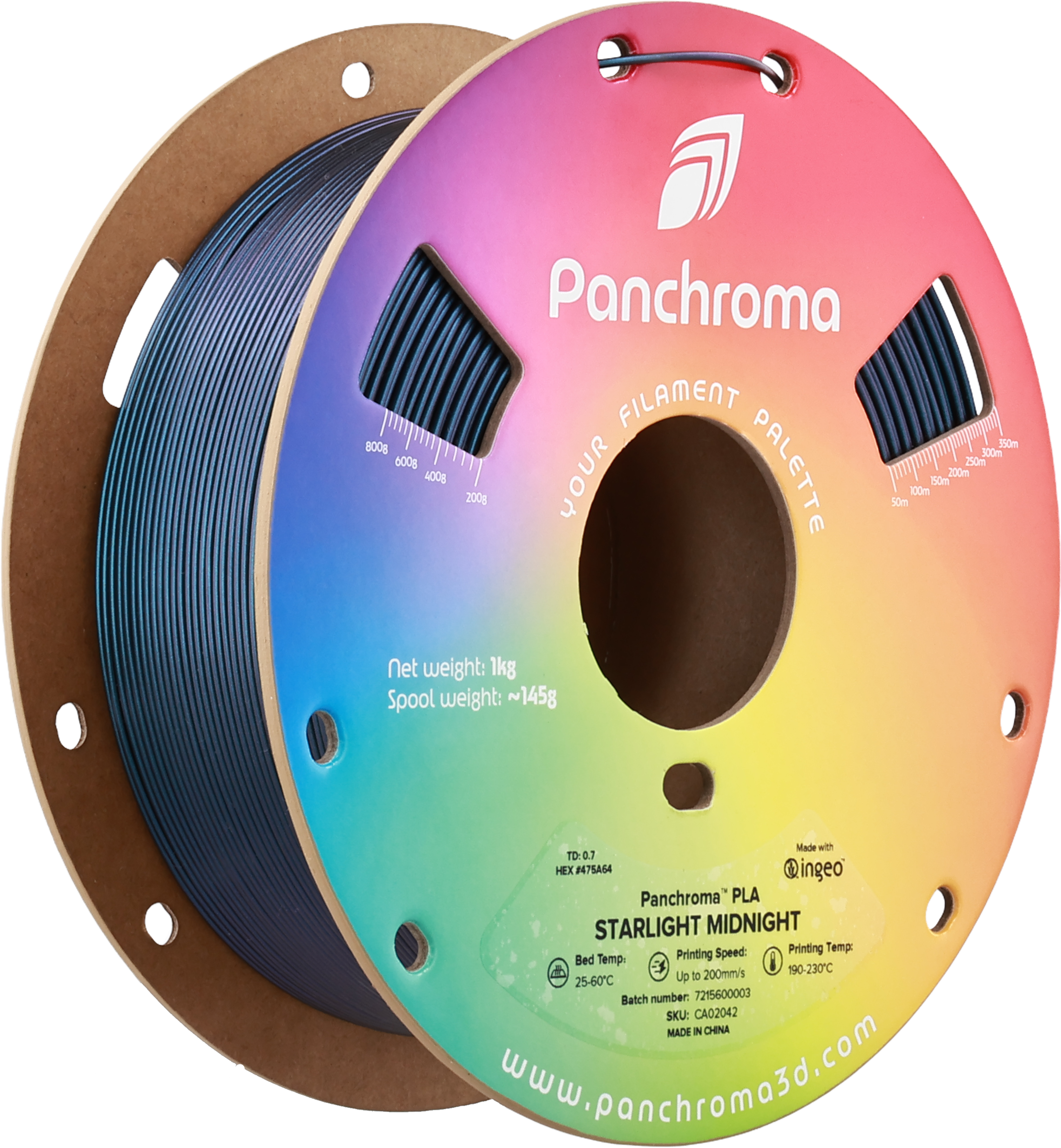 Polymaker  Panchroma™ PLA Starlight Midnight, 1,75 mm / 1000 g    Das Funkeln der Mitternachtssterne