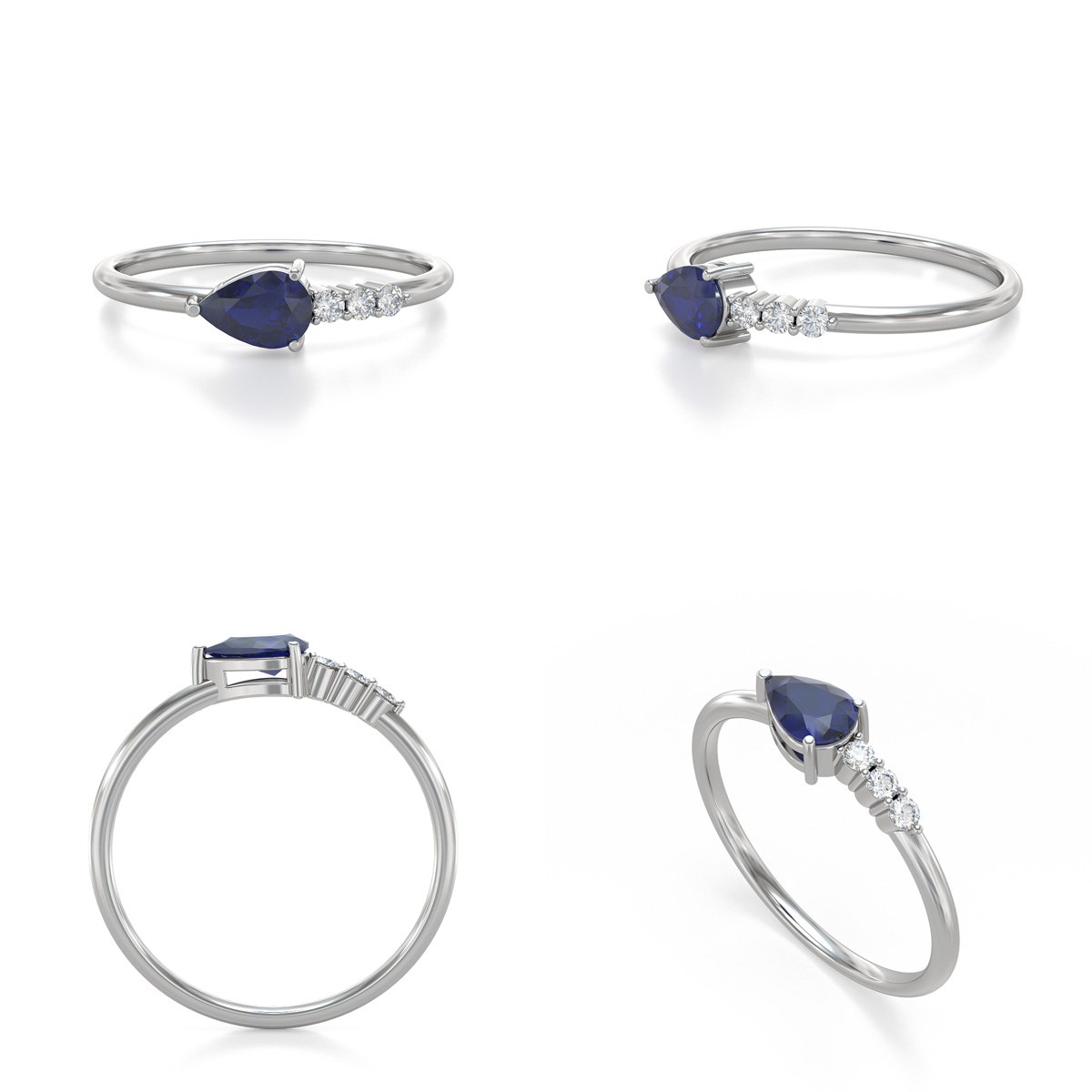 Bague ADEN Saphir et diamants sur Argent 925 1.176grs