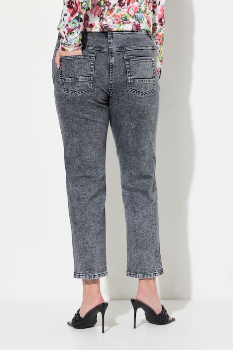 Jeans, Loose Fit, Blumen-Stickerei, 5-Pocket