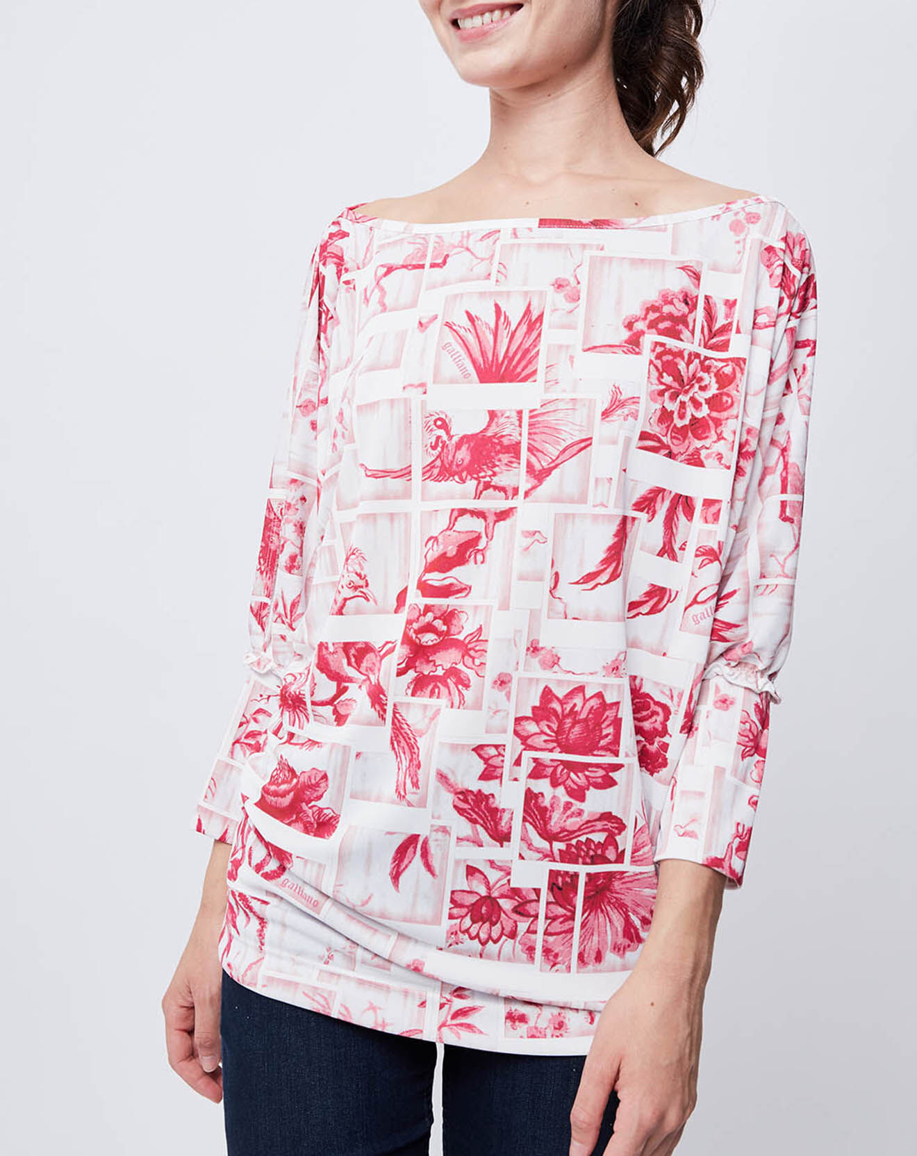John Galliano Blouse imprimée rose/blanc