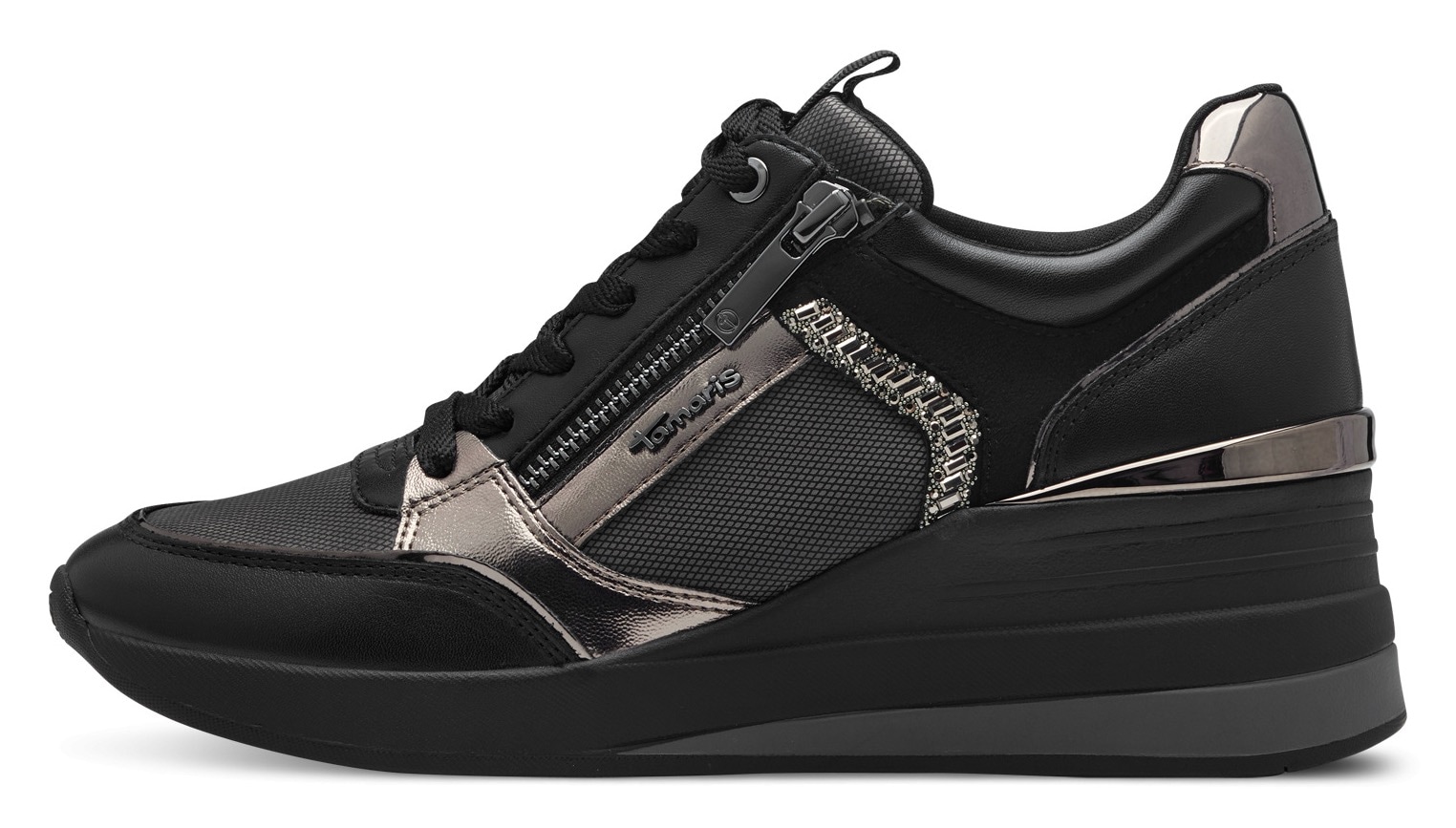 Tamaris Keilsneaker  , Freizeitschuh, Halbschuh, Schnürschuh mit Schmucksteinen