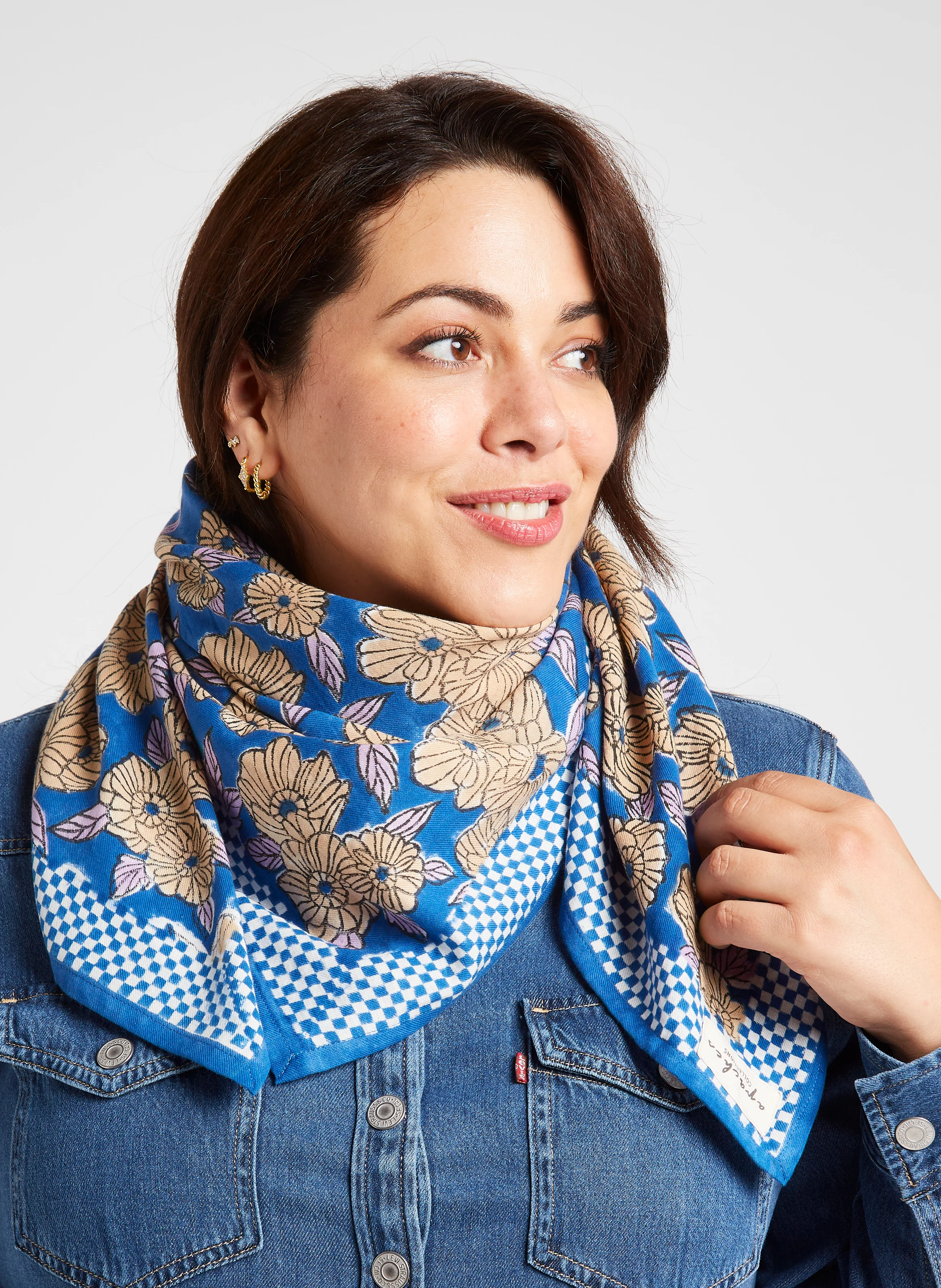 LATIKA - Foulard en coton imprimé | Bleu