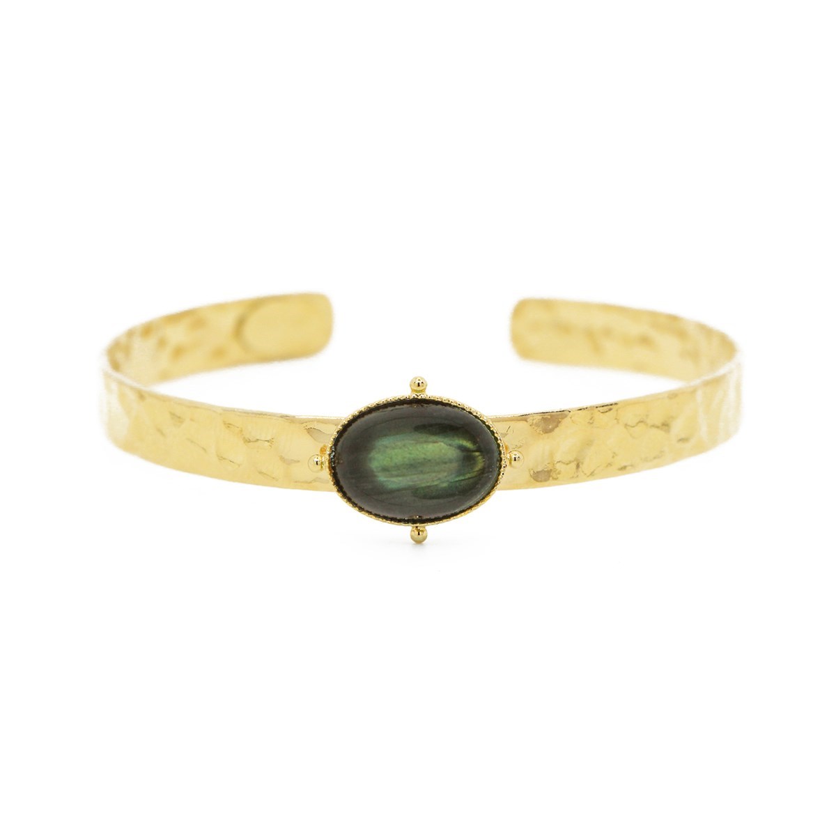 Manchette pierre labradorite dorée à l'or fin 24k NEW CALYPSO
