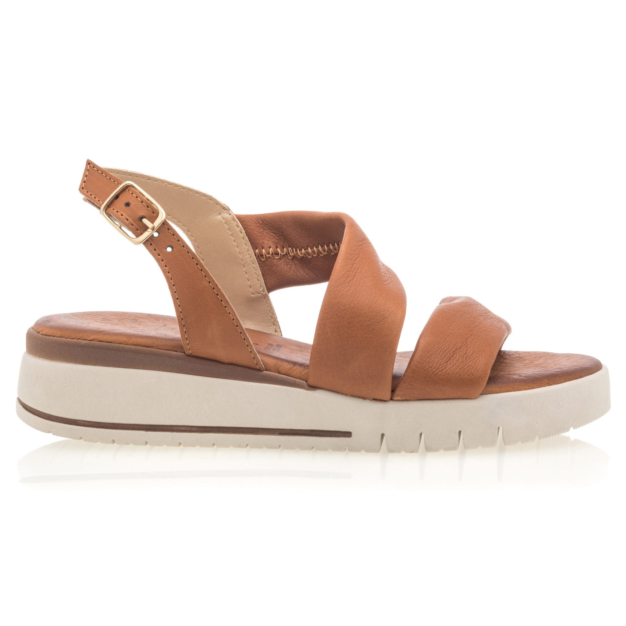 Sandales Femme en cuir cognac