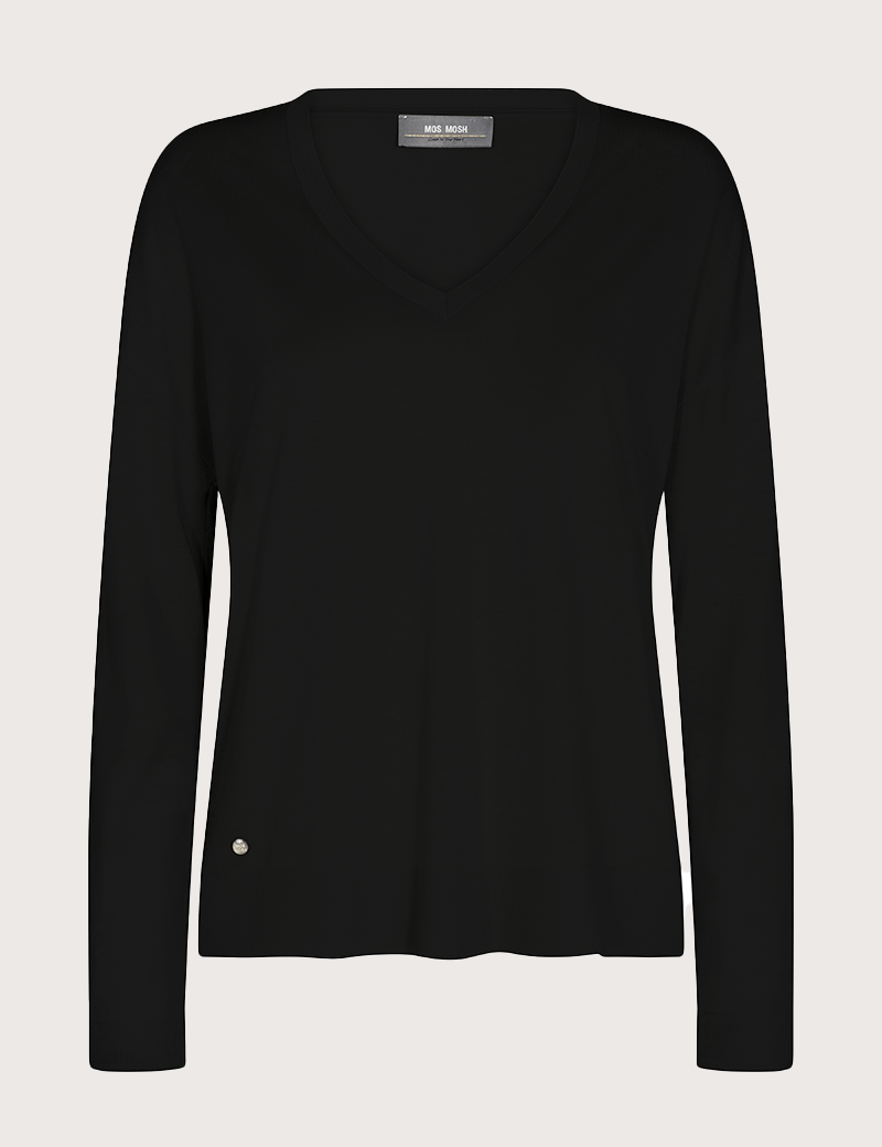 MOS MOSH T-SHIRT FEMME MANCHES LONGUES COL V SWANN NOIR