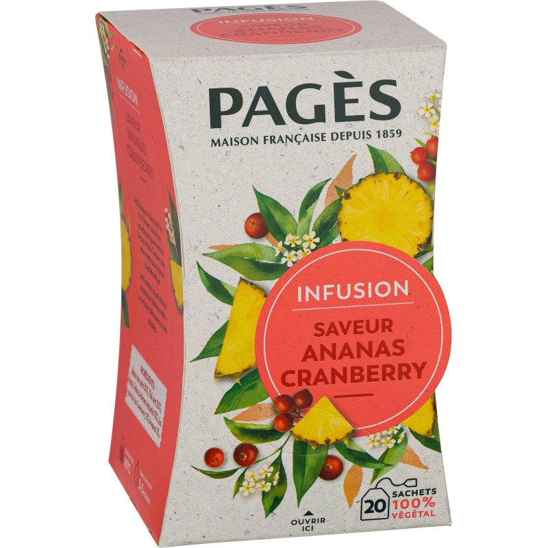 Infusion ananas cranberry Pagès – Boîte de 20 sachets