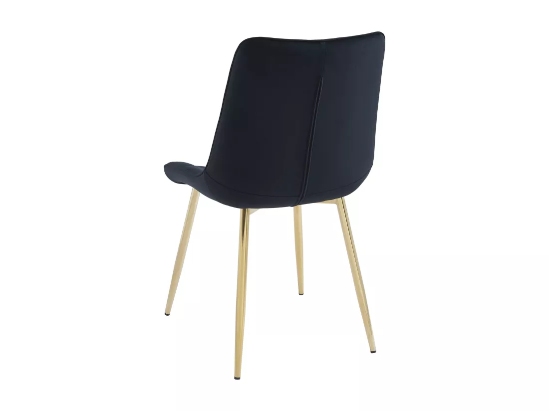 Lot de 6 chaises matelassées en velours et métal doré - Noir - OLLUA