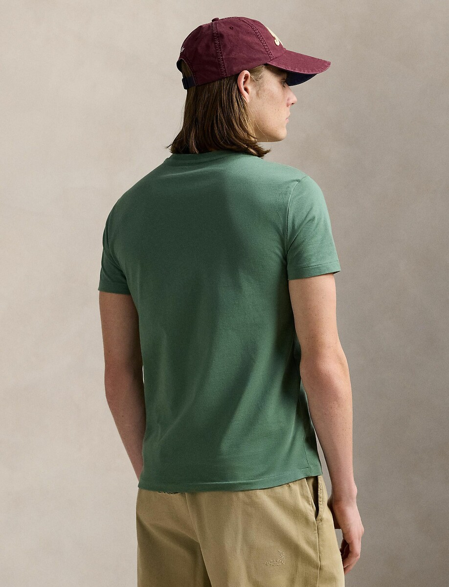 POLO RALPH LAUREN<br>Camiseta lisa de malha fina com logotipo bordado