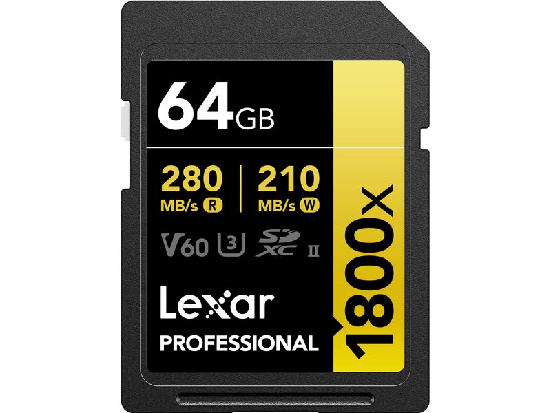 Lexar SDXC-Karte Professional 1800x Gold Series 64 GB SDXC Karte für professionelle Nutzer