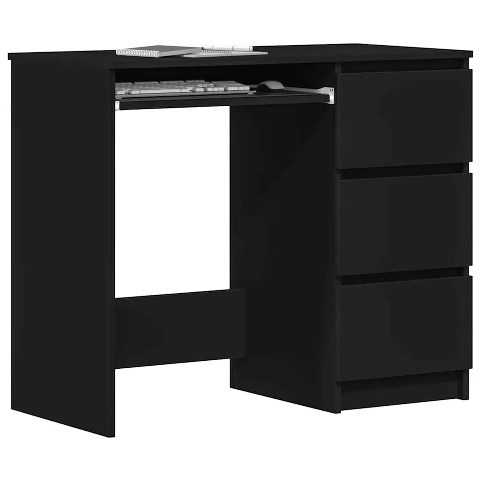 vidaXL - Bureau - Zwart - Bewerkt hout