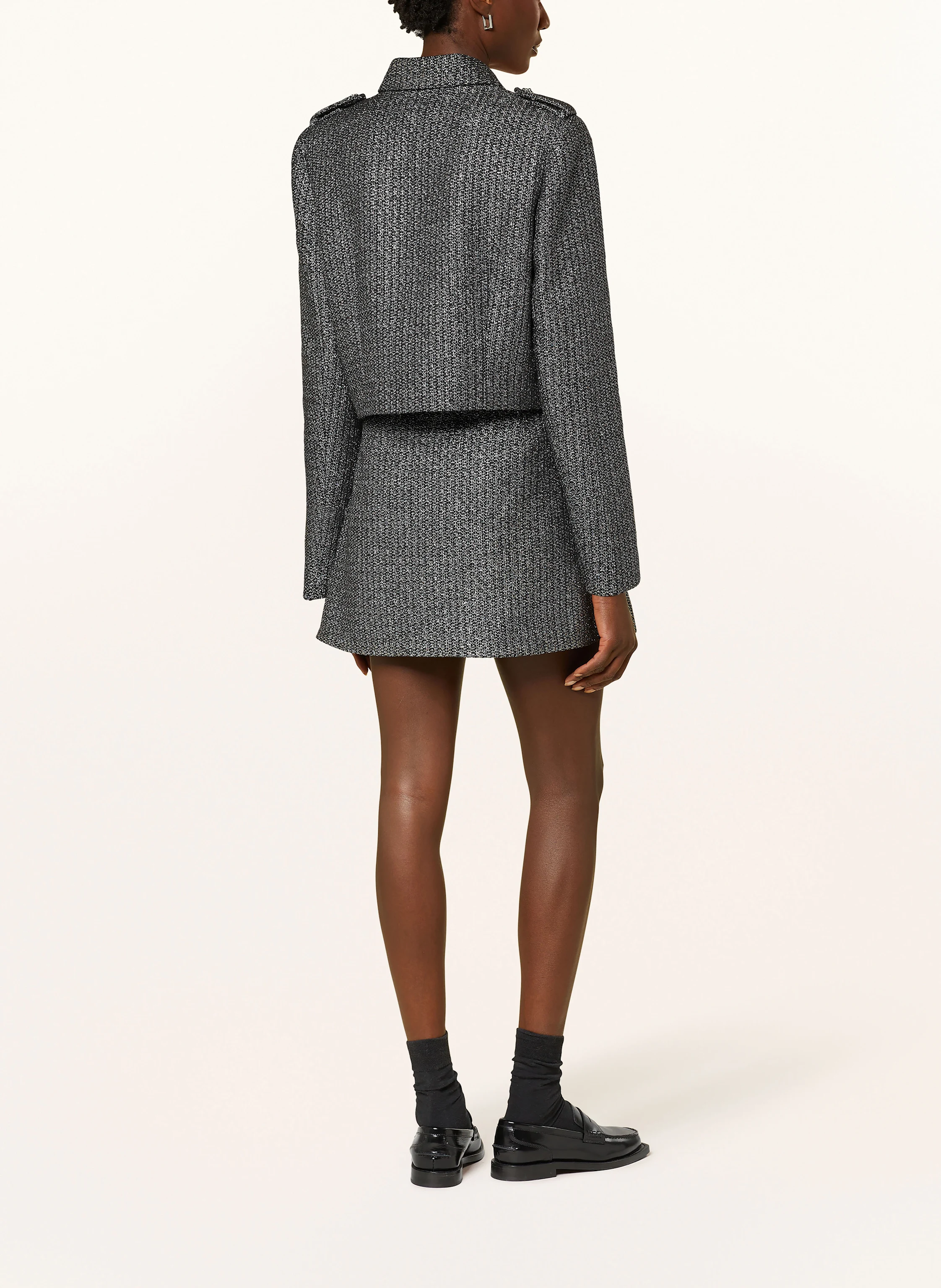 self-portrait Bouclé-Jacke mit Glitzergarn