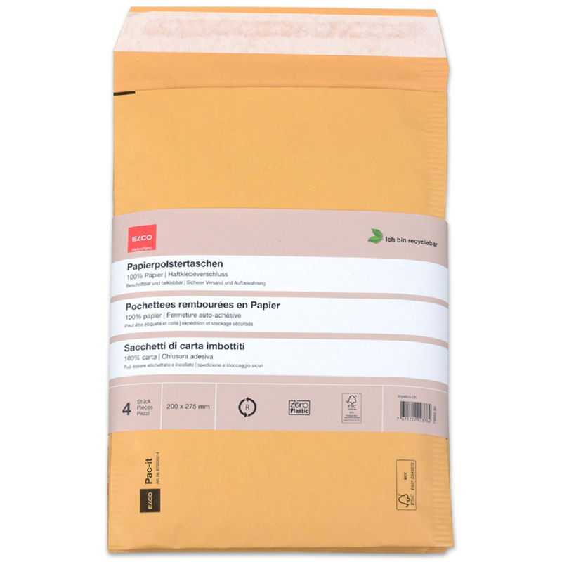 Elco Papierpolstertasche, 200 x 275 mm, braun, 4 Stück