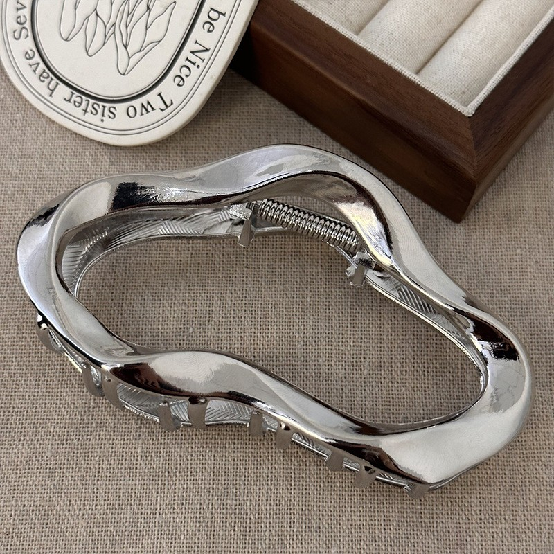 (11cm) Haarspange Klammer Metall Krallen Clip Haar Accessoire - Silber