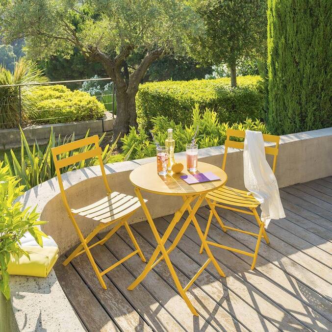 Table de jardin pliante ronde GREENSBORO Moutarde