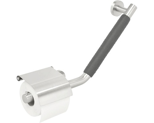 TIGER Boston Comfort & Safety handgreep met toiletrolhouder, links, geborsteld roestvrij staal