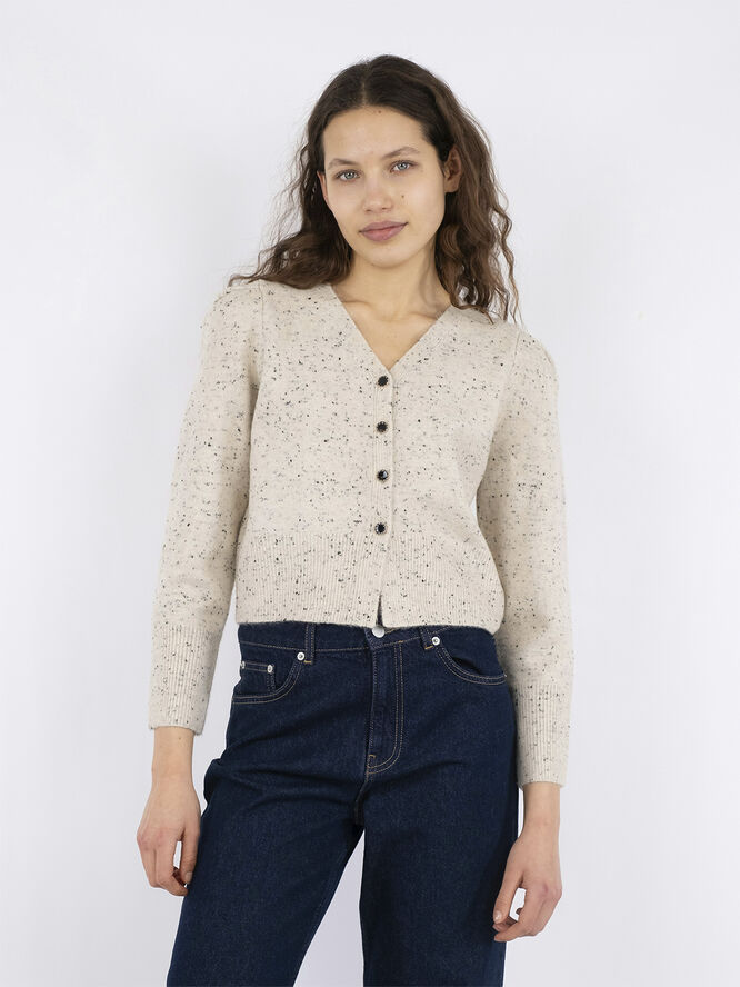 Neo Noir Hunter Multi Knit Cardigan Beige melange