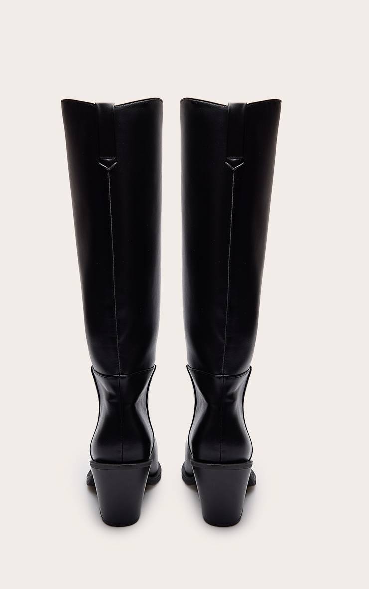 Noir Bottes Montantes À Talon Cubain En Synthétiquecuir