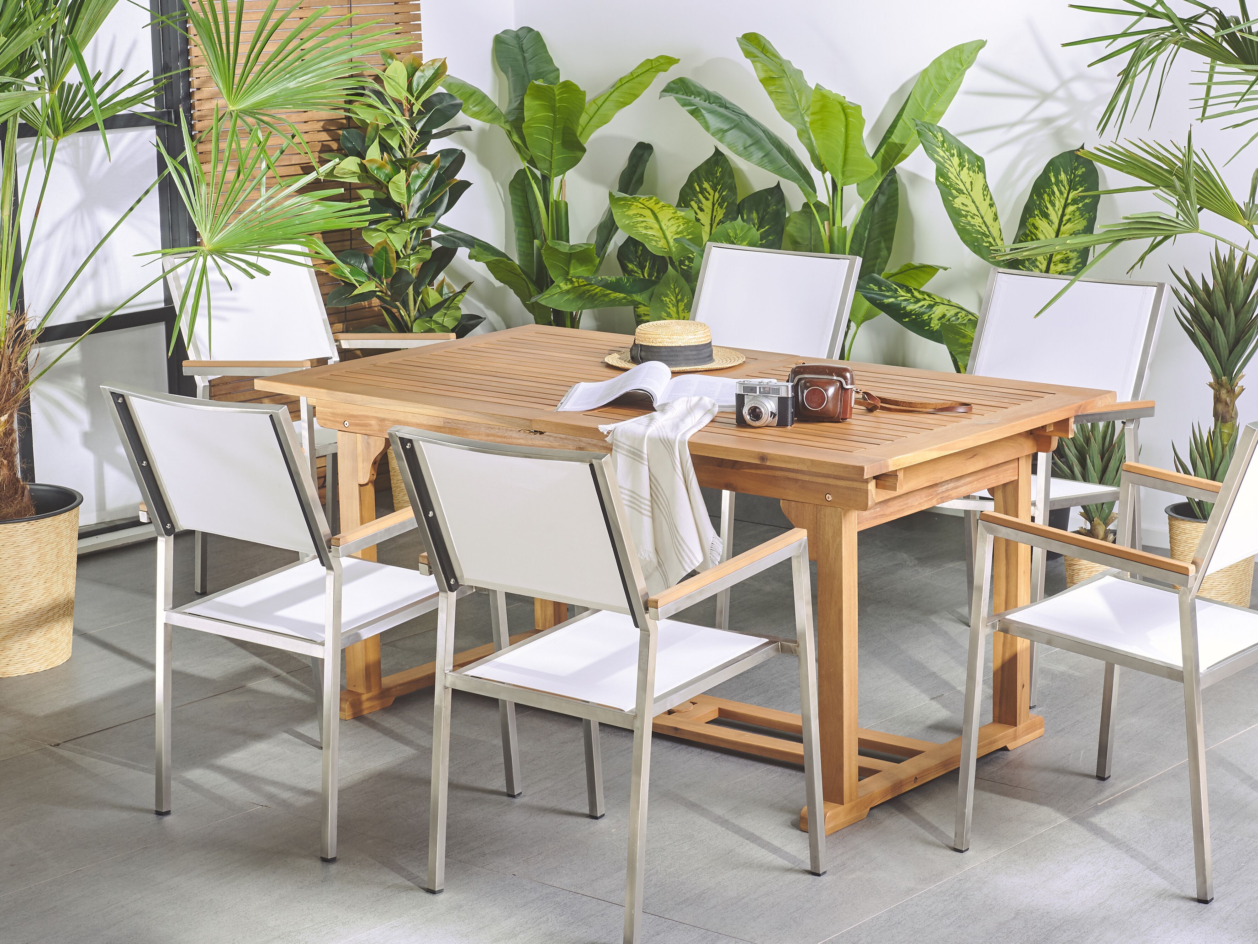 Uitschuifbare tuintafel JAVA 160/220 cm 90 cm Acaciahout Lichtbruin