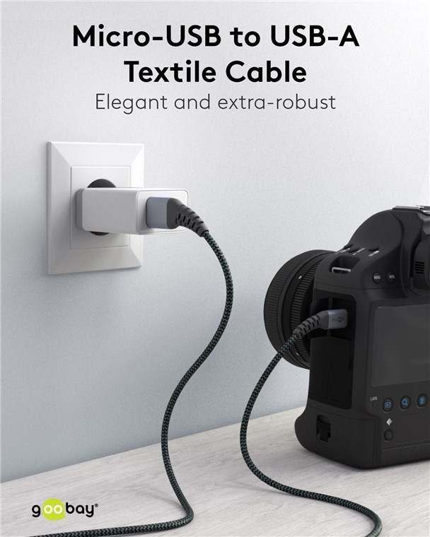 (2m) 60W USB A auf Micro USB Ladekabel Nylon Textil Datenkabel (49283) - Spacegrau / Silber