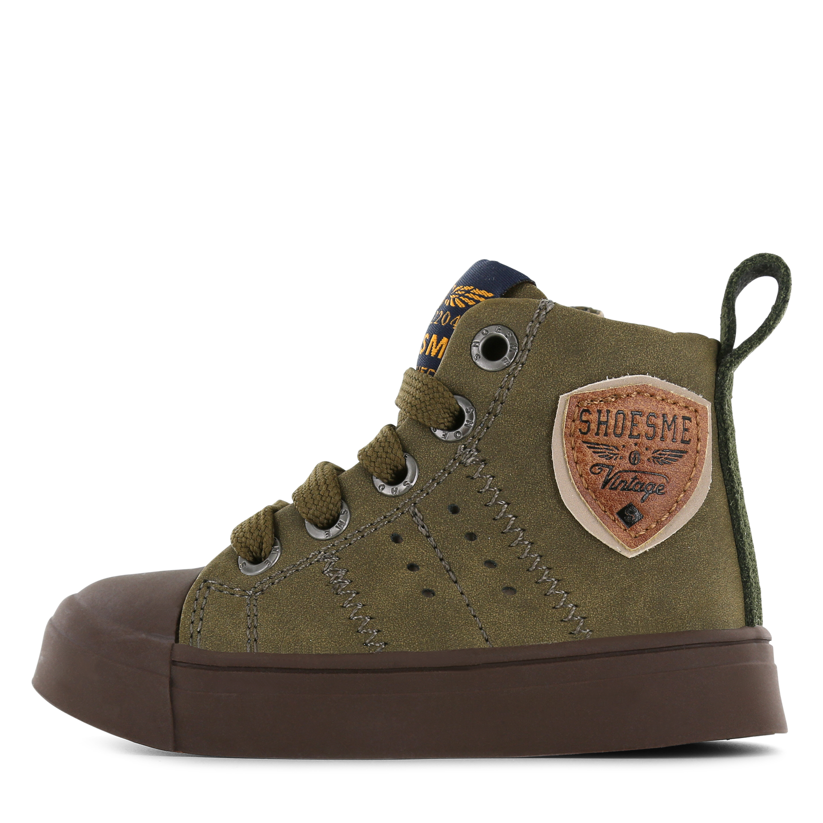 Shoesme groene veterboot met patch Microleer | Sale