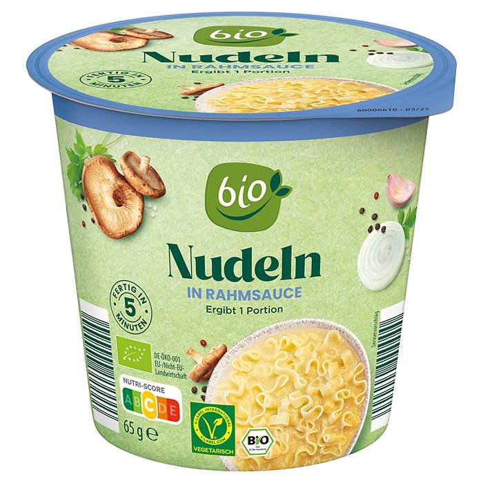 BIO Bio-Bechergerichte 65 g, Nudeln-Rahmsauce