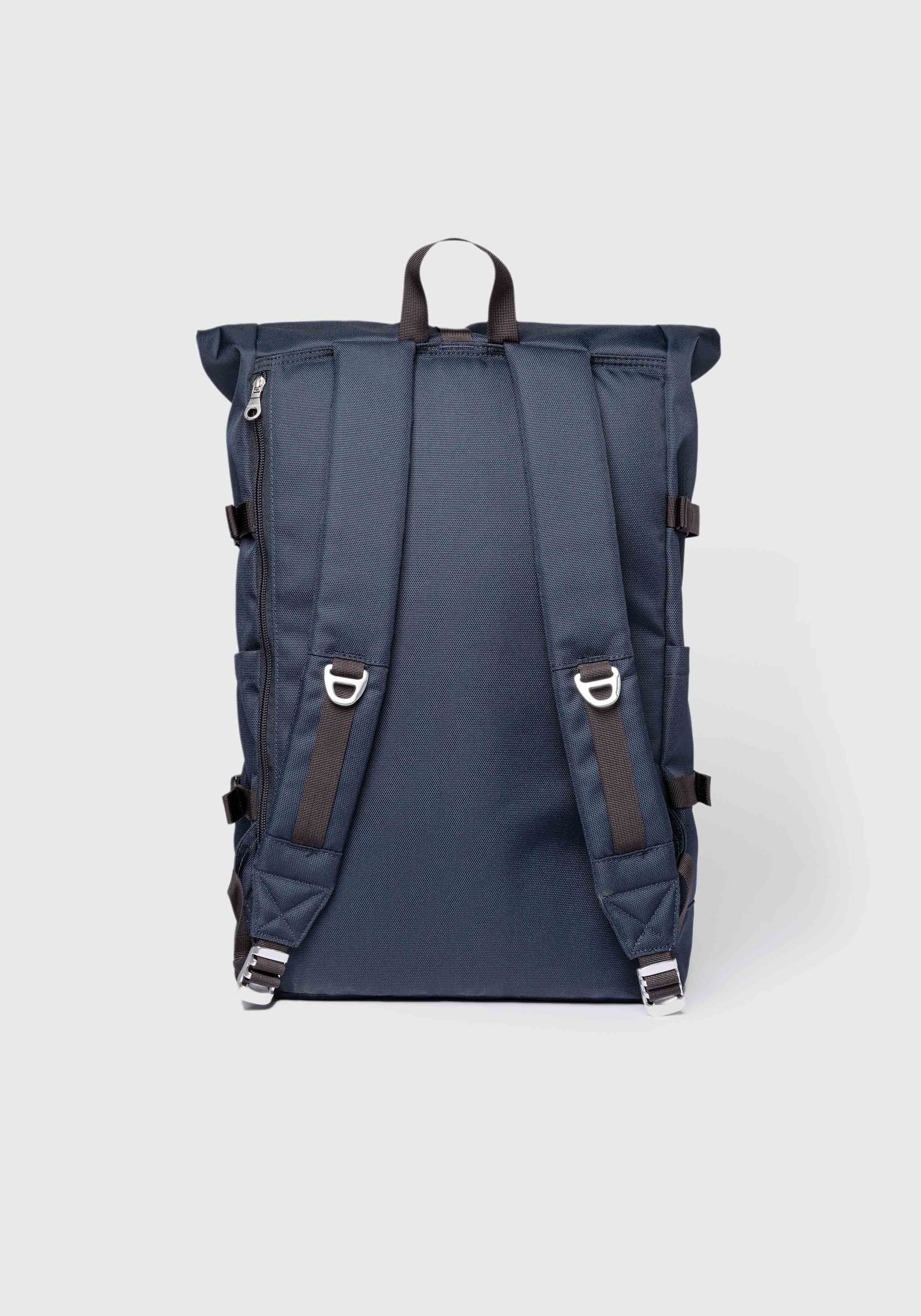 Sandqvist Rucksack Icon Rolltop Backpack L Navy With Black Leather