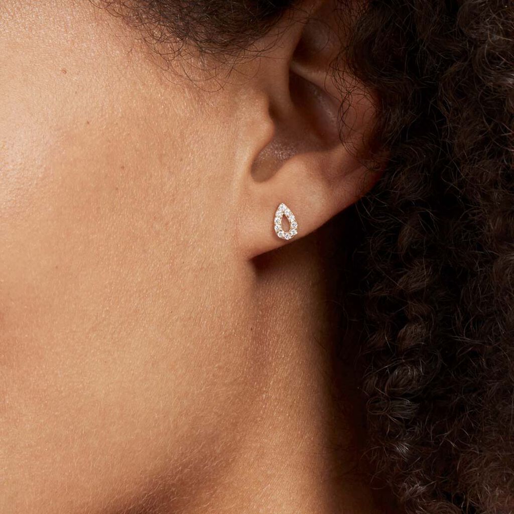 Boucles D'oreilles Puces Or Jaune Oxydes De Zirconium
